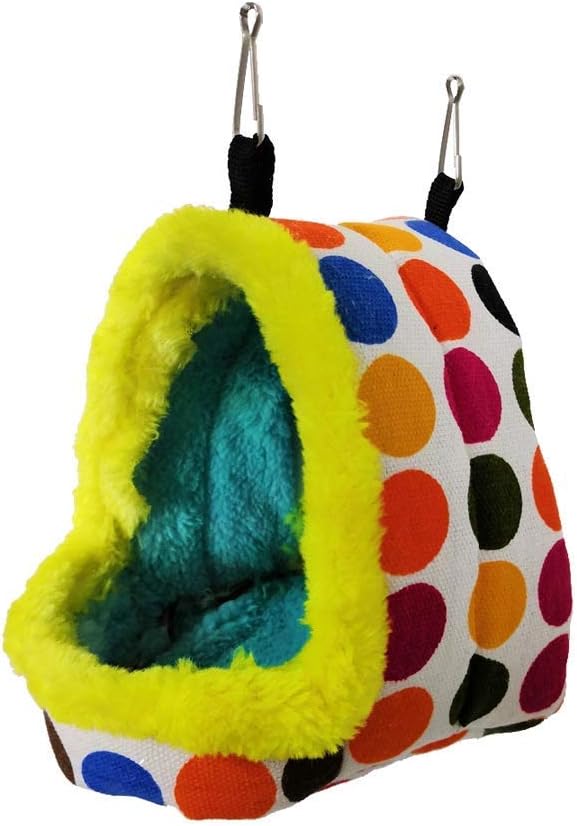 Litewoo Bird Hanging Hammock Winter Warm Parrot Nest House Bed Plush Snuggle Pet Cave Hammock Toy for Conure Lovebird Budgie Parakeet Cockatiel Cage Accessory (Medium)