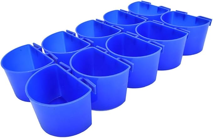10 pcs Cup Hanging Water Feed Cage Cups for Poultry Gamefowl Rabbit Chicken Pigeons