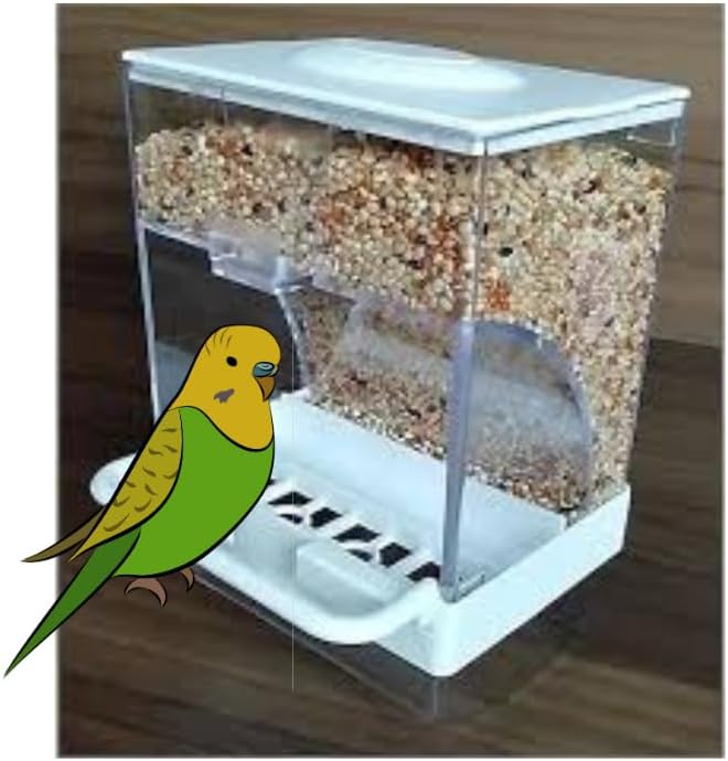 Bird AutomaticAuto Feeder No Mess Feeding Station Acrylic Transparent Clear Acrylic Suitable for Parakeet, Canary, Budgie, Cage, Aviary