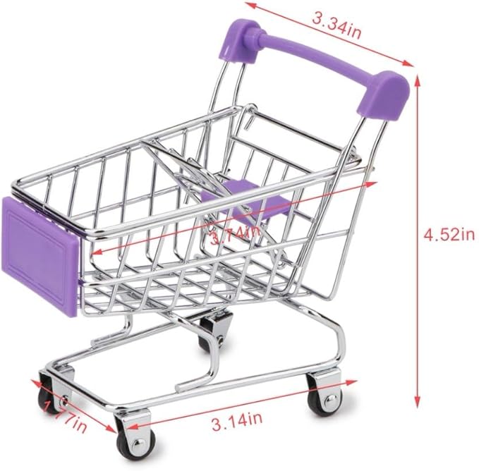 Hypeety Bird Toys Mini Shopping Handcart Trolley Parrot Intelligence Training and Playing Toy for Parakeets Budgies Cockatiel Conures Caique Quaker Lovebirds (Purple)