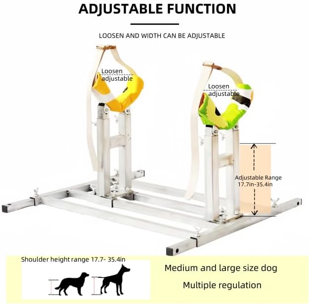 Dog Breeding Stand(Multi-Specification) Adjustable Height and Length,Stainless Steel Dog Breeding Stand,Disabled Dog Stand up (SLIVER,M)