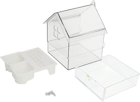 Bird Cage Feeder Parakeet Bathtub Feeding Watering Hanging Shower Box Cage Accessories for Parrot Cockatiels Parakeets, White
