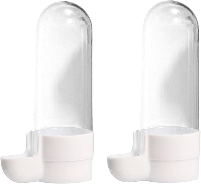 2PCS Bird Food Water Dispenser Bird Water Bottle Automatic Waterer Feeder Parakeet Waterer Cockatiel Cage Accessories (White)