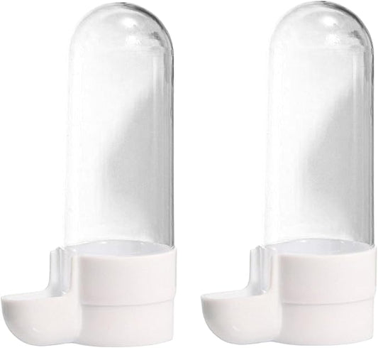 2PCS Bird Food Water Dispenser Bird Water Bottle Automatic Waterer Feeder Parakeet Waterer Cockatiel Cage Accessories (White)