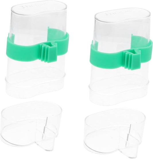 balacoo 6pcs Transparent Automatic Pet Water Feeder for Birds No Leakage Design Elastic Slots Fit Cage Spacing Easy to Use Water Feeding Tool for Bird Care