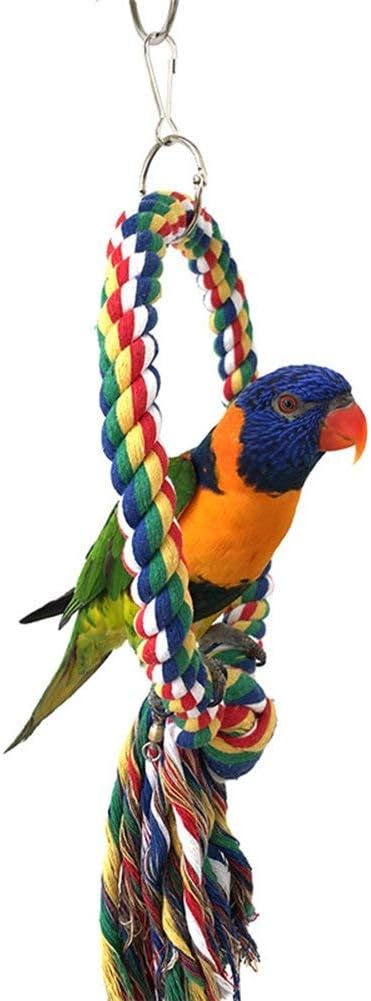 Litewoo Bird Swing Toy Colorful Cotton Rope Perches for Parrots Budgie Parakeet Cockatiel Conure Finch Lovebird