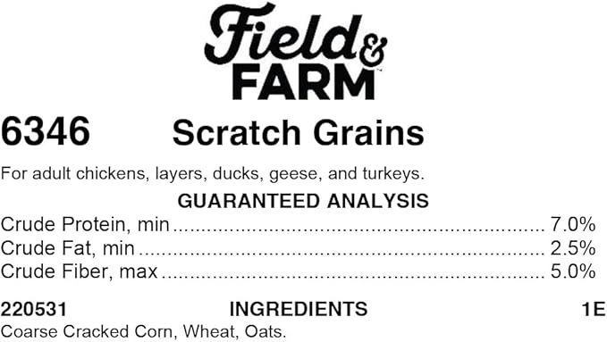 KENT Field and Farm Scratch Grains - Complete Feed for Poultry, Wild Birds and Native Game Birds - 25 Pound Bag