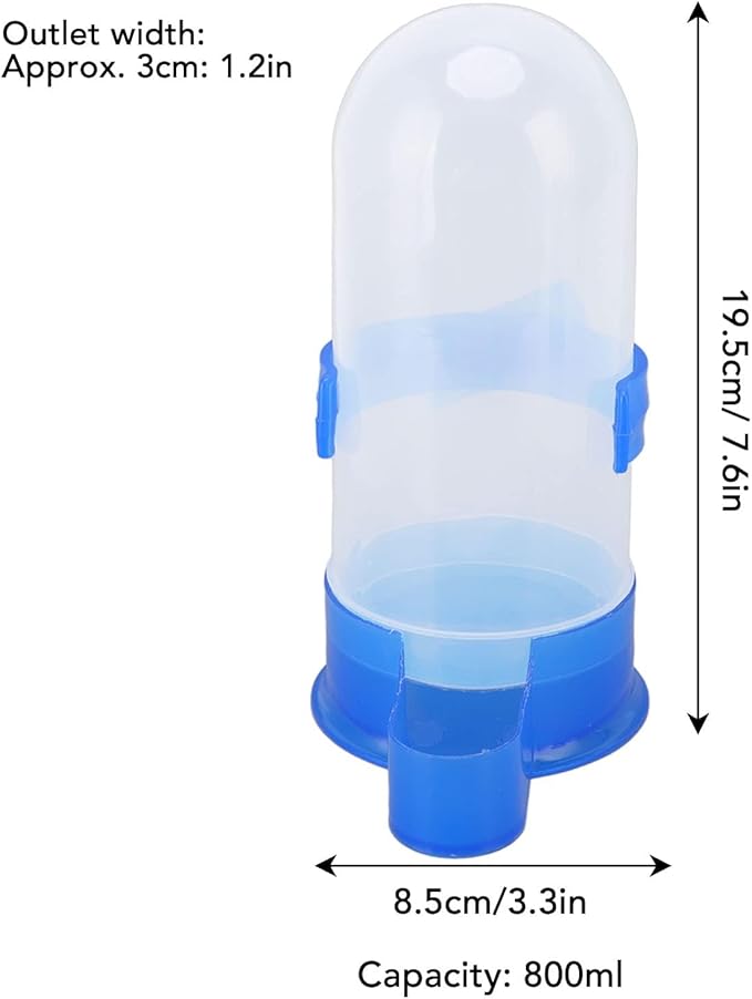 Pssopp Automatic Bird Feeder & Water Dispenser, Clear Bird Food Seed Dispenser, Hanging Cage Feeder, 800ml, Blue, Plastic, Adult, Modern, Medium Breeds, Outdoor, Multiple Pets