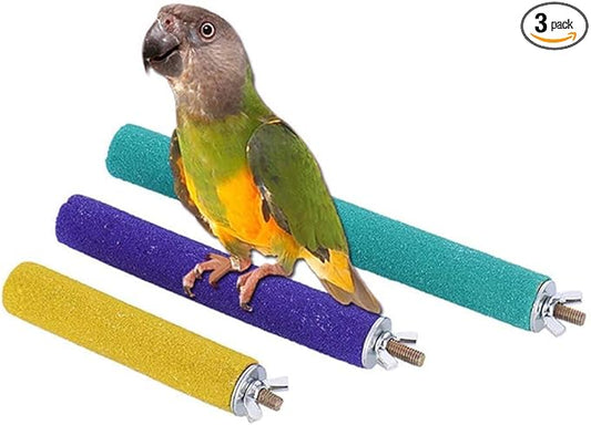 PIVBY Bird Perches for Cage Colorful Parrot Stand Toy Platform Paw Grinding Stick for Small Medium-Sized Bird Parakeet Cockatiel Conure Budgies Lovebird Canary Colors Vary Pack of 3