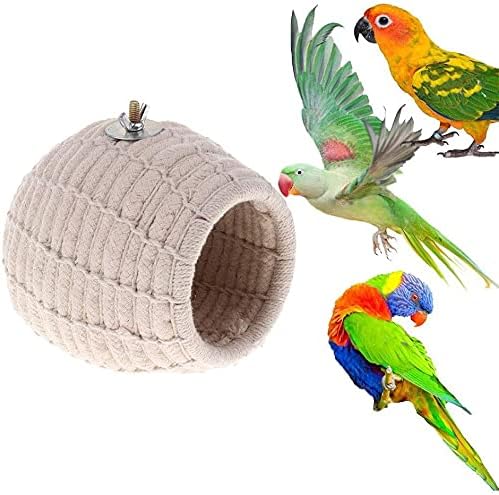 Litewoo Bird Breeding Nest Warm Rope Bed House for Small Medium Bird Parrot Parakeet Conure Cockatiel Canary Finch Lovebird Budgie (C: Cotton Rope)
