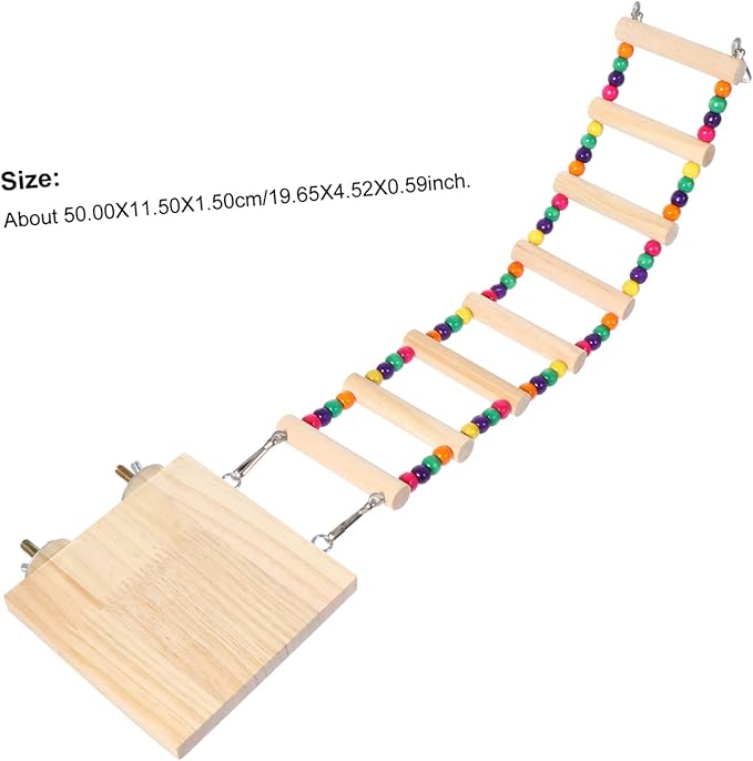 1Pc Wooden Parrot Ladder Toy with Beads Bird Standing Toy for Parrots Conures and Biting and Climbing Accessory for Parrot Cages