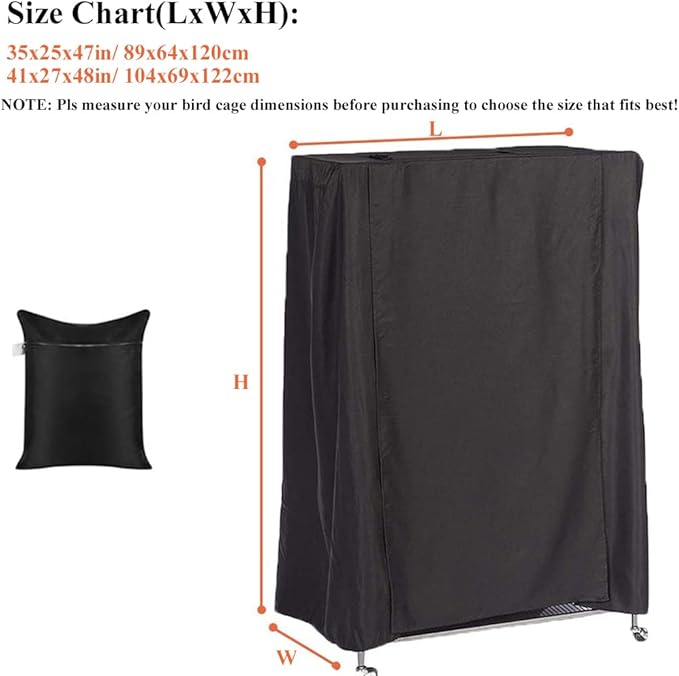 Bird Parrot Cage Cover Waterproof Sun Square Rolling Stand Birds Parrots Cages Covers Good Night Parrot Birdcage Protector Covers (35x25x47in)
