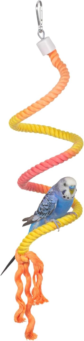 31.5" Bendable Bird Perch Cotton Rope Sunset Bird Toy Twistable Ladder Swing Chewable Gym for Parakeets Cockatiels Conures Lovebirds