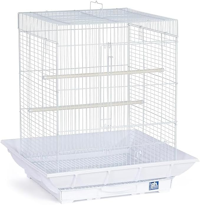 HomeStock Mountain Majesty Clean Life Bird Cage with Spacious Interior, Durable Build, Easy-to-Clean Features, and Secure Design for Birds' Comfort White