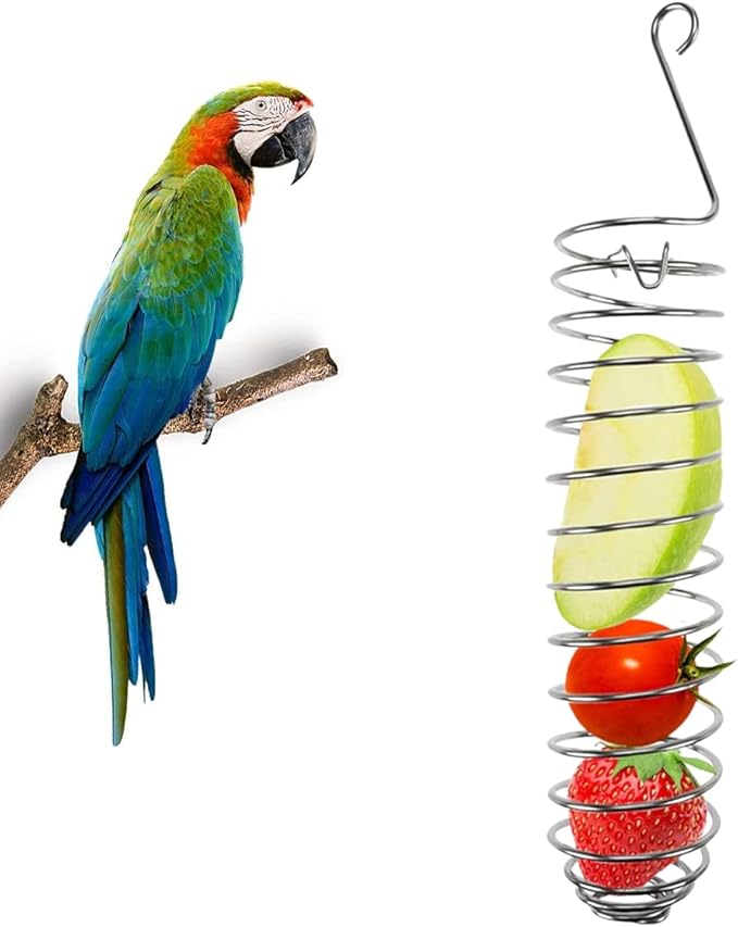 Stainless Steel Pet Bird Feeding Perch, Parrot Feeding Tools Vegetable Fruit Feeding Basket Holder Cage Accessory