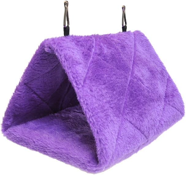 2 Pack Warm Bird Nest House Bed Hanging Hammock Toy Sleeping Bed Plush Hanging Snuggle Cave Happy Hut for Pet Parrot Parakeet Cockatiel Conure Cockatoo African Grey Macaw(Purple)