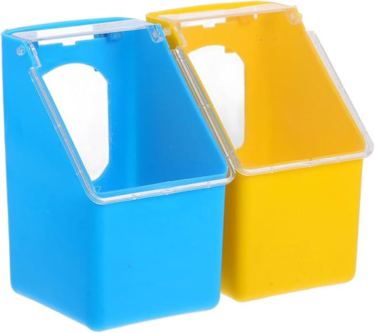 Alasum 2-Pack Hanging Pigeon Feeder 5.51×3.34×3.14In Thickened Plastic No-Waste Food Container for Cage Birds – Easy-Clean Slot Basin for Doves, Quail, Cockatiel