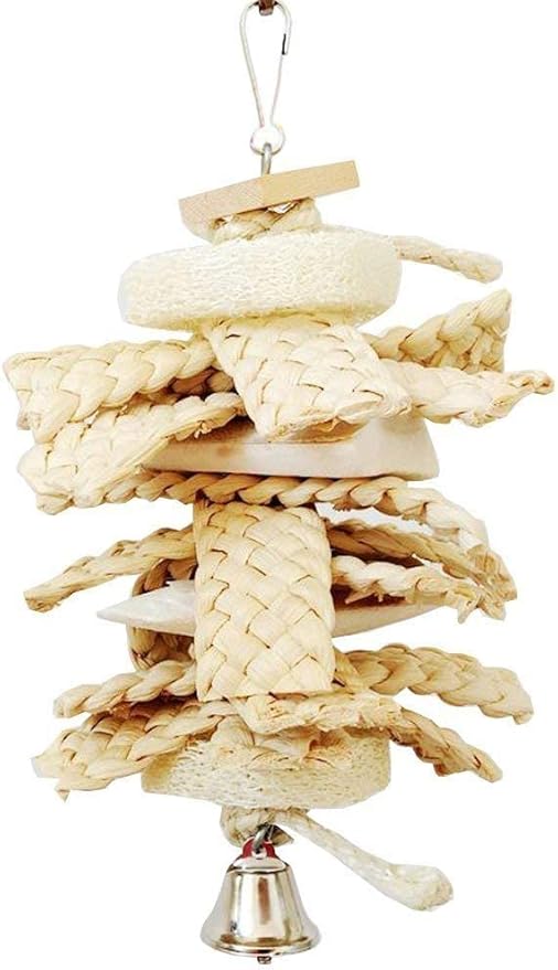 Litewoo Parrot Chew Toys Bird Beak Grinding Grass with Bell Swing Suitable for Parakeet Cockatiel Cockatoo Conures Budgie Lovebirds Finch