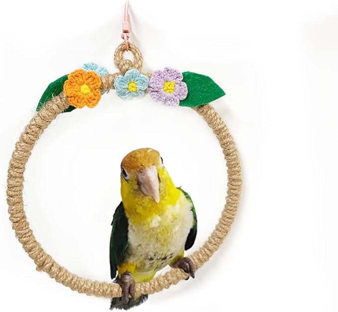 La La Pet® Bird Rope Swing with Hanging Hook Bird Rope Perch Bird Swing Perch Bird Perch Stand Bird Cage Toy for Parrot Budgie Parakeet Cockatiel Cockatoo Conure Small