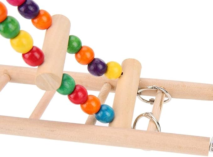 ZJchao Wooden Bird Ladder Toy for Parrots & Medium Birds – Hanging Climbing Bridge with Double-Layer Steps, Swing Design, Compatible with Most Standard Cages