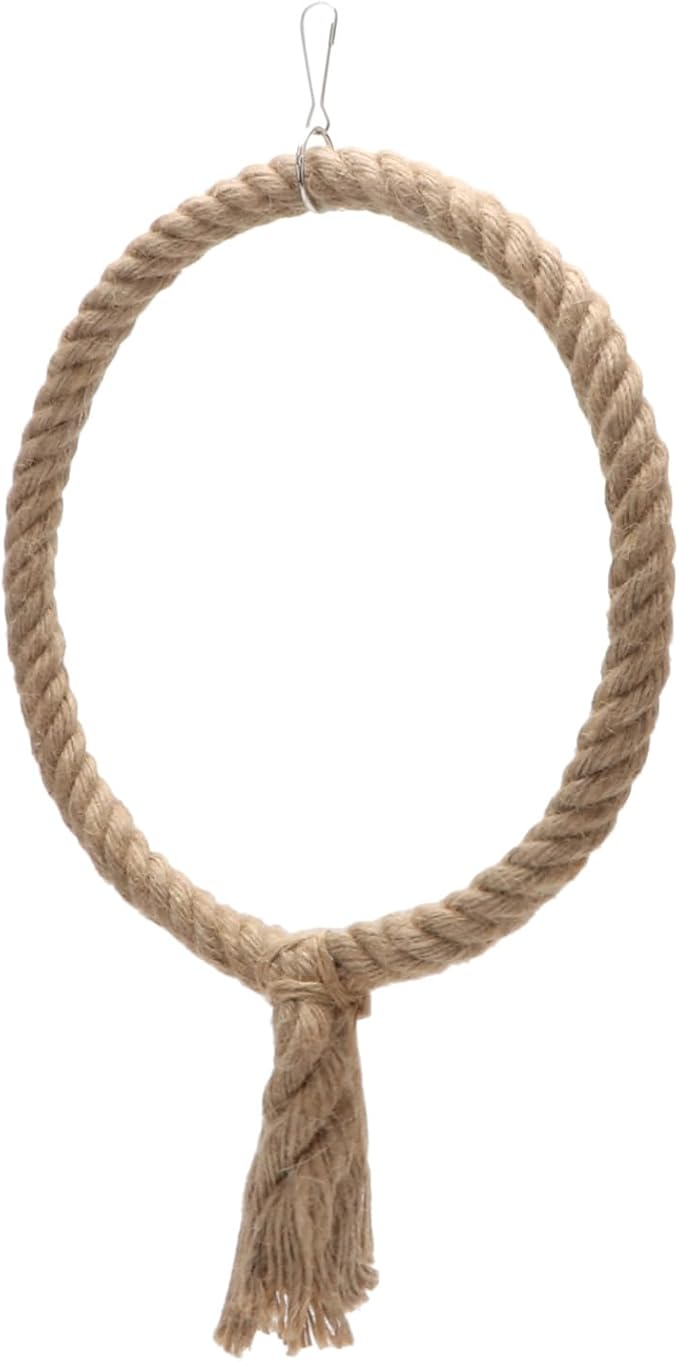 Bird Rope Swing Toy Parrot Climbing Perch Stand for Cockatiel Conure Cockatoo Parakeet Cage Hanging Decor (B: Round)