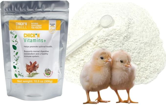 Chick'n Vitamins, Vitamins for Poultry and Backyard Chickens- Supplement from Chick'N Swell Brand for All Fowls, Birds and Ducks of All Ages. with B12-10.5 oz