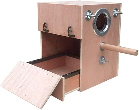 Bird Breeding Box Parakeet Perch Nest Box Budgie Cage Wood Breeding House Lovebirds Parrotlets Mating Box for Parrot Budgie Lovebird Finch Parrotlet(Left,14 Inch)