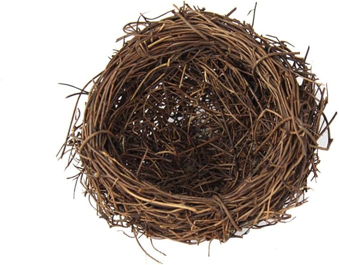 Artificial Birds Nest,4 Set Handmade Natural Easter Fake Birds Nest Rattan Bird Nests DIY Craft Tree Decoration Simulation Bird Nest for Wedding Home Garden Party Decor,8cm