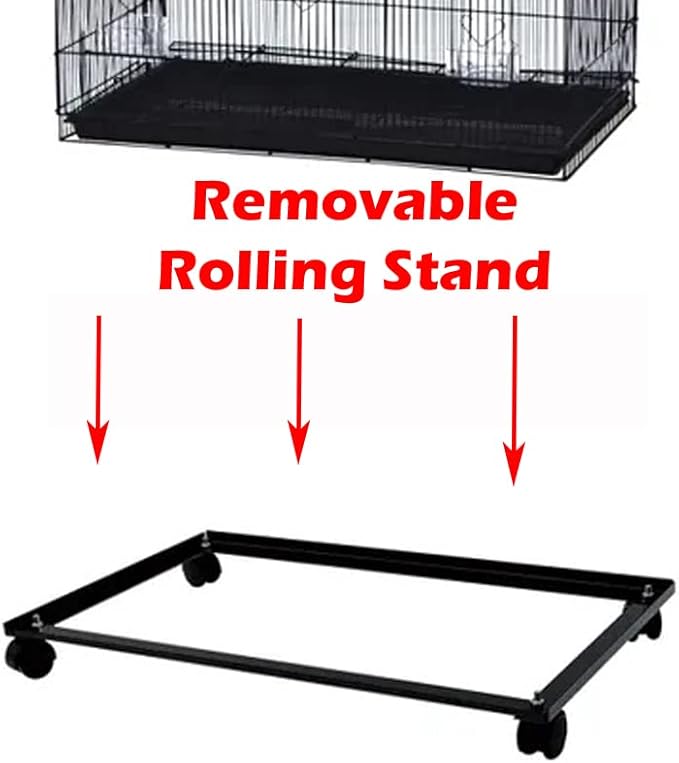 55" Extra Large Tight 3/8-Inch Bar Spacing Multiple Flight Bird Aviaries Budgie Canaries Finches Lovebirds Budgies Breeding Breeder Cage with Removable Rolling Stand