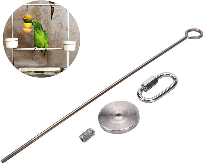 Litewoo Bird Cage Food Holder Parrot Vegetable Fruit Skewers Stainless Steel Bird Feeder Hanging Foraging Toys Cage Accessory for Parakeet Cockatiel Conure Cockatoo African Grey Chinchilla Guinea Pig
