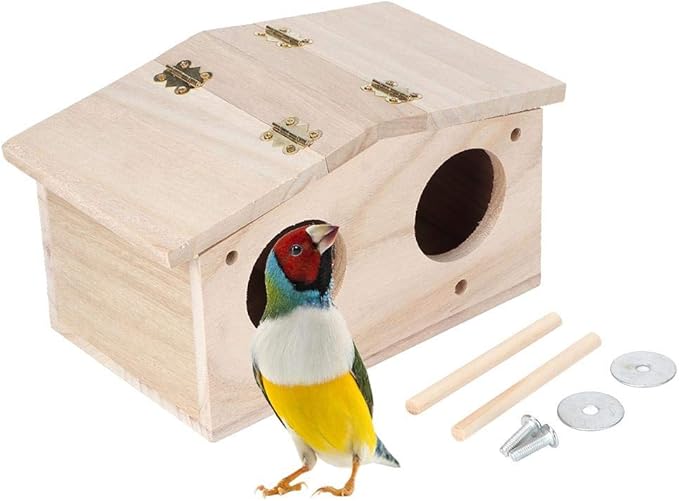Bird Nests, Wooden Pet Bird Nests House Breeding Box Cage Birdhouse Accessories for Parrots Swallows
