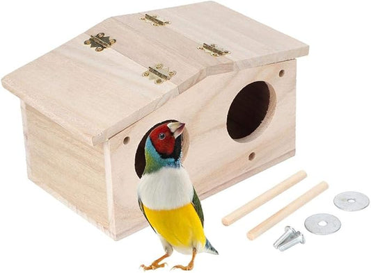 Bird Nests, Wooden Pet Bird Nests House Breeding Box Cage Birdhouse Accessories for Parrots Swallows