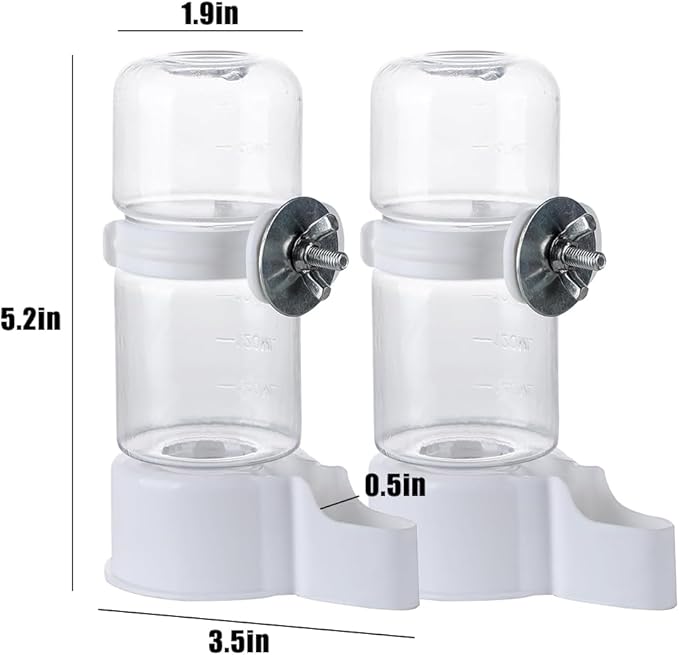 2 Pcs Automatic Pet Bird Water Feeder, Water Dispenser for Cage, Bird Cage Suspended Automatic Water Dispenser, Parrot Feeders for Parakeet Budgie Cockatiel Lovebirds Canary Finch