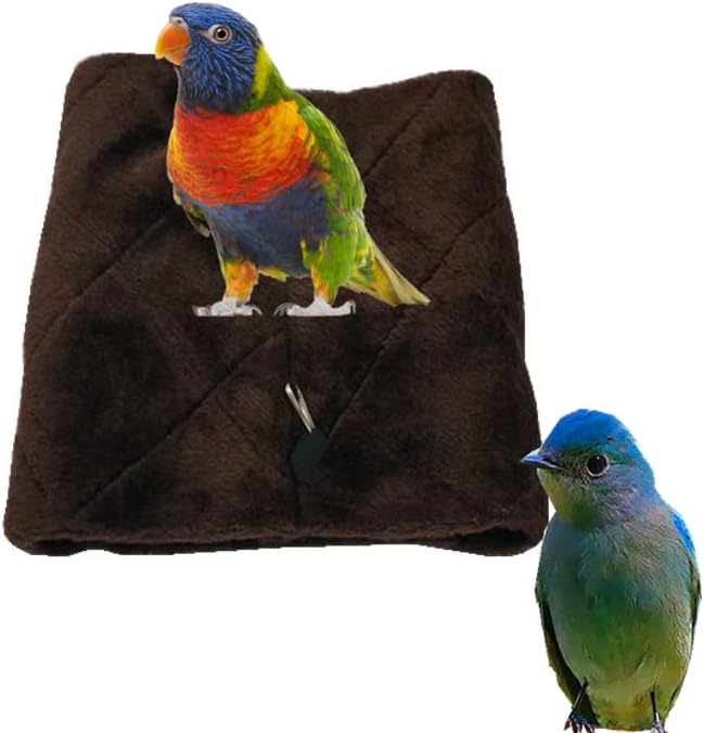2 Pack Warm Bird Nest House Plush Birds Hut Bed Hanging Hammock Sleeping Bed Plush Hanging Snuggle Cave for Pet Parrot Parakeet Cockatiel Conure Cockatoo African Grey Macaw (Brown&Grey)