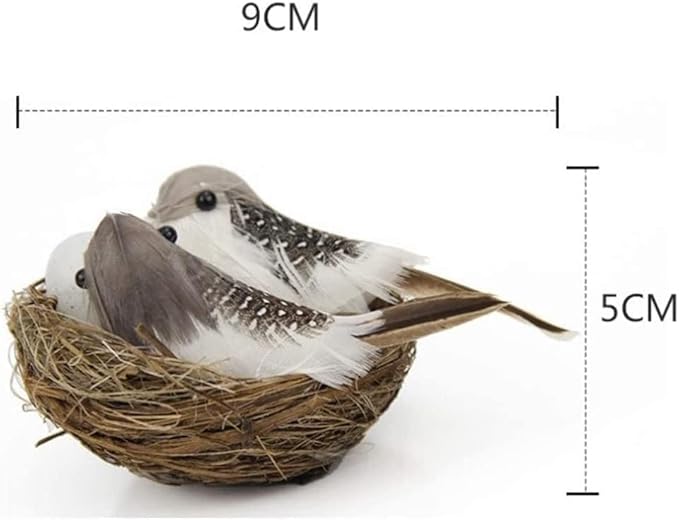 2 Set Simulation Bird Nest with Bird and Eggs Decor, Fake Foam Feather Birds, Artificial Birds, for DIY Craft Tree Decoration Artificial Plants and Flowers, Home Decor, Decorations