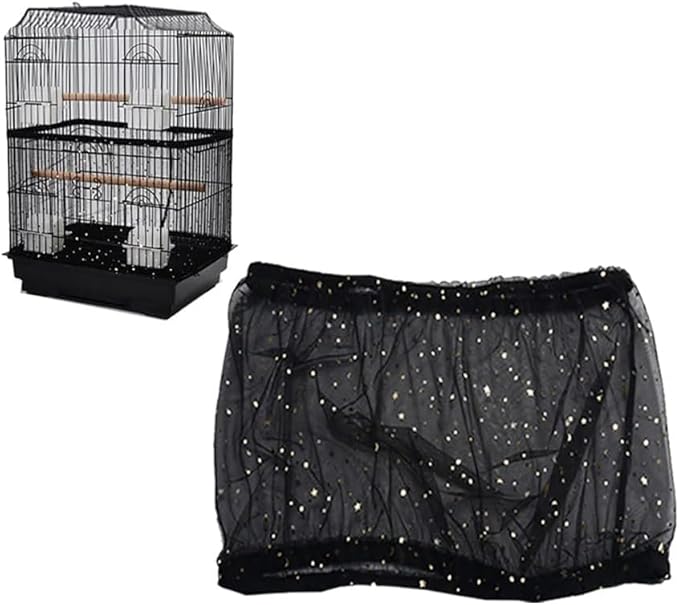 TJCGCKK 2 PCS Mesh Bird Cage Seed Catcher Birdcage Cover Bird Cage Skirt Guard Mesh Netting Twinkle Star for Round Square Cage