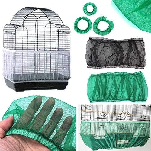 GOTOTOP 4 Colors Ventilated Nylon Bird Cage Cover Shell Seed Catcher Pet Products Large Size Bird Cage Seed Catcher Seeds Guard Parrot Nylon Mesh Net Cover Stretchy Shell Skirt Traps Cage Basket Blue