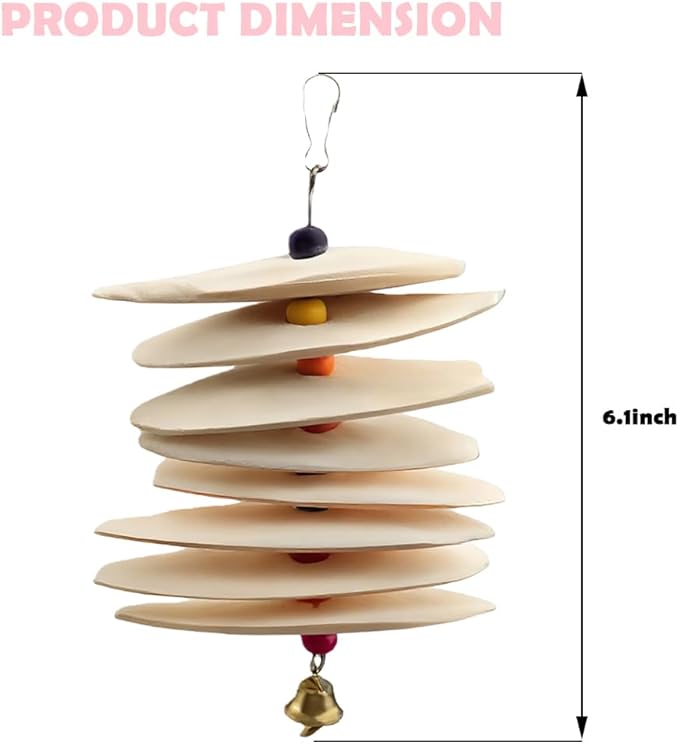 DQITJ 2 Pack Bird Cuttlebone Calcium Supplement Chewing Toy Beak Grinding Stone Natural Bird Toy with Bell for Parakeet Cockatiel Budgie Conure Sharp Beaks (8 Pcs in a Bunch)