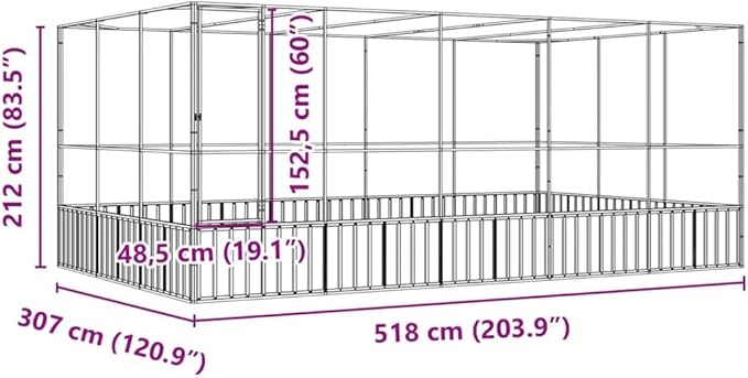 Galvanized Steel Large Flight King Bird Cage with Extension, Steel Outdoor Aviary, Outdoor Indoor Large Bird Cage Aviary Pet House for Cockatiels African Parakeets, 203.9"x120.9"x83.5",-315