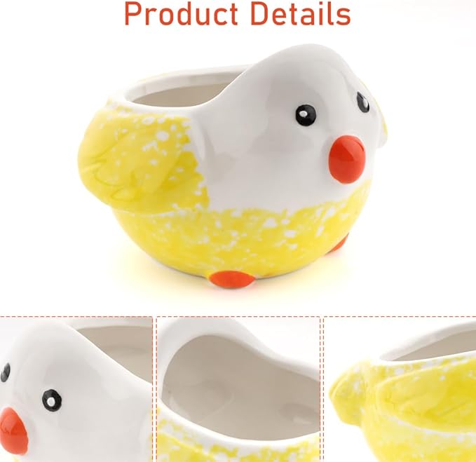 Birdcage Food Bowl Ceramic Bird Feeding Dish Cup with Clamp Holder Food Water Bowl for Canary Finch Parakeet Budgie Cockatiel Lovebird (Yellow)