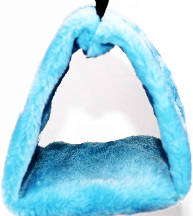 Pet Bird Nest Hammock Hanging Cave Cage Plush Snuggle Happy Hut Tent Bed (Small, Blue)