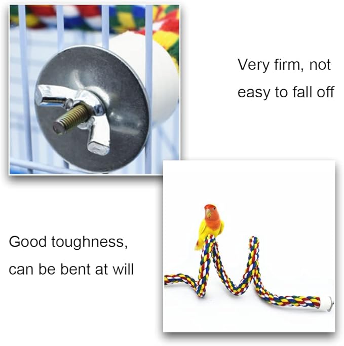 Bird Perch Rope Colorful Bird Spiral Rope Practical Parrot Toy Parrot Climbing Rope Cotton Rope Swing Bird Ladder Bridge for Large Medium Small Parrots (24 Inch)