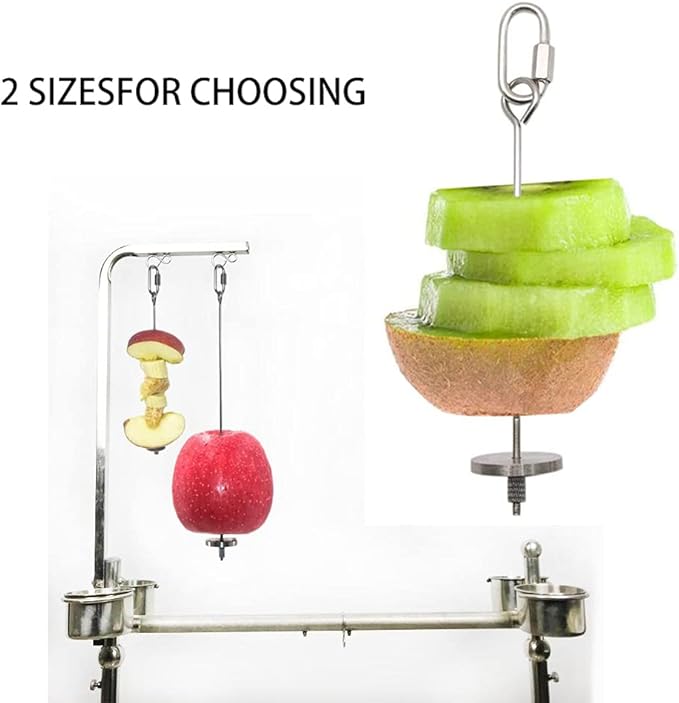 Bird Food Holder, Stainless Steel Parrot Fruit Vegetable Stick Holder, Foraging Toy, Bird Treat Skewer for Parrots, Macaws, Parakeets, Cockatiels, Budgies (3 pc)