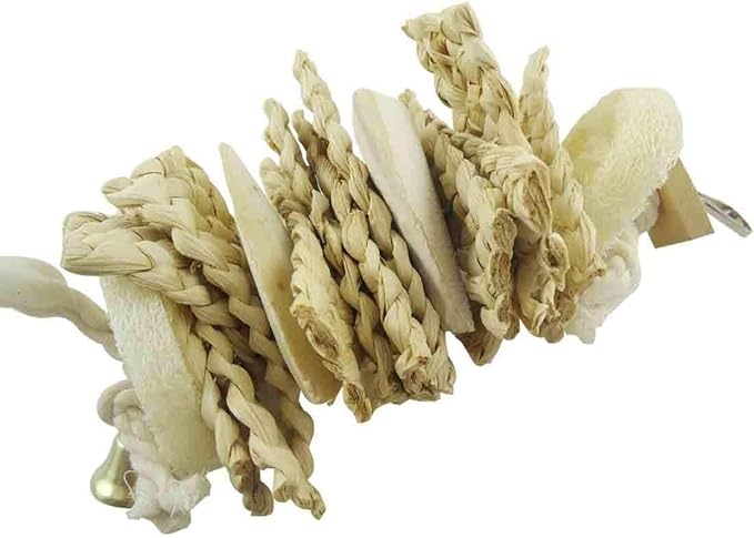 Litewoo Parrot Chew Toys Bird Beak Grinding Grass with Bell Swing Suitable for Parakeet Cockatiel Cockatoo Conures Budgie Lovebirds Finch