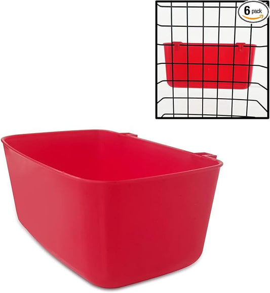 6 Pack Feeder Waterer Chicken 21 oz Food Water Cage Cups Puppy Cat Rabbit Hanging Feeding Dish Coop Bowl Watering Container Treats Drinker for Pigeon Bird Bath Basin Hamster Bed