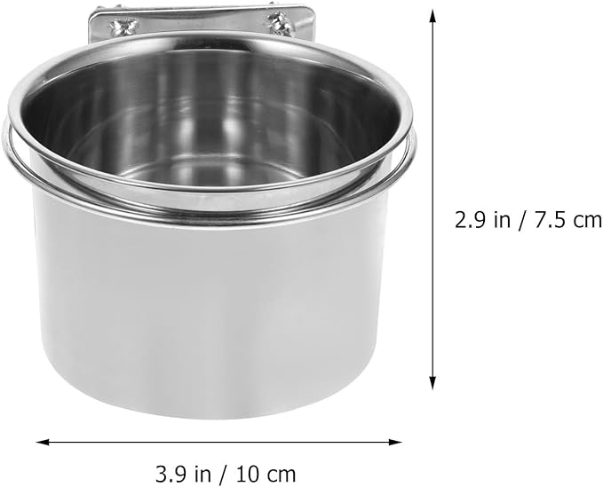 BESPORTBLE Stainless Steel Large Parrot Feeder Bowl Hanging Food and Water Container for Macaw Cage Accessories Easy to Clean Durable