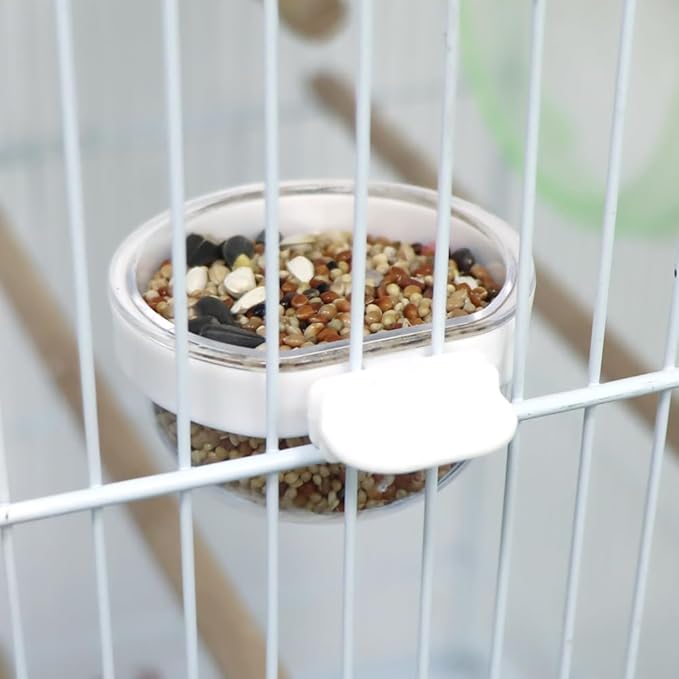 6 Pack Detachable Transparent Bowl Plastic Food Cup Convenient Hanging Seed Water Feeder for Parrot Canary Finch Small Size Bird