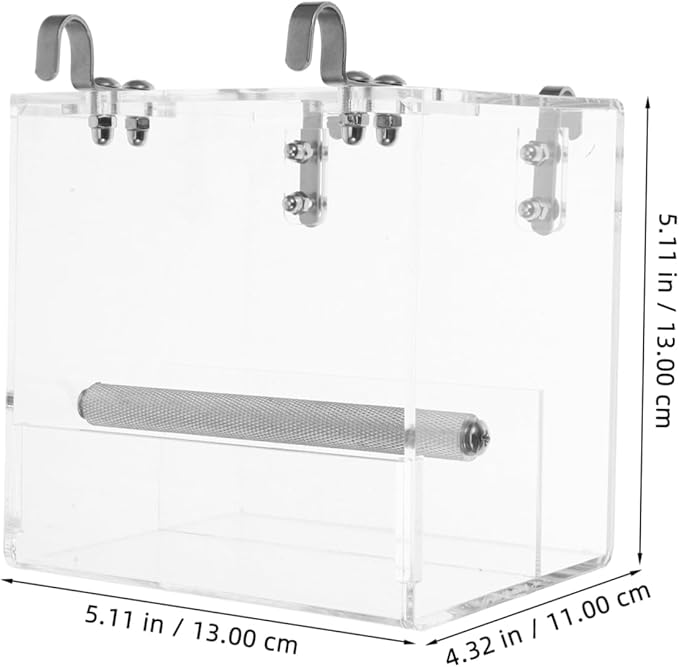 POPETPOP No Mess Bird Feeder for Cage with Hooks - Foraging Systems Corral Pet Feeder Keeps Cage Cleaner for Parakeet Canary Cockatiel Finch