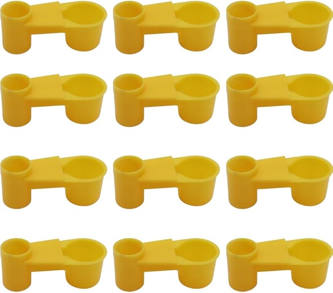 12Pcs Automatic Bird Drinker Feeder Plastic Soda Pop Water Bottle Cup or Pigeons Parrot Chicken Feeder Poultry Cage Cup Supplies (Yellow)