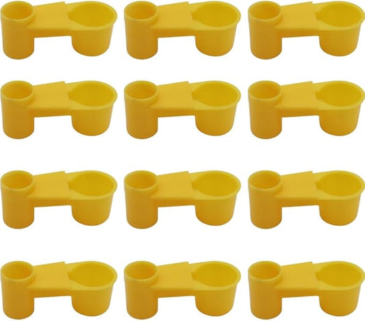 12Pcs Automatic Bird Drinker Feeder Plastic Soda Pop Water Bottle Cup or Pigeons Parrot Chicken Feeder Poultry Cage Cup Supplies (Yellow)
